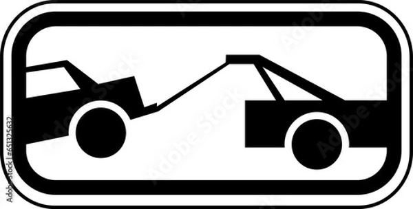 Fototapeta Vector graphic of a black usa tow away zone MUTCD highway sign. It consists of the silhouette of a tow truck and a car contained in a white rectangle
