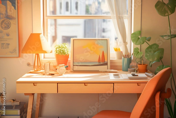 Fototapeta Notebook/Laptop auf einem Schreibtisch - Moderner Arbeitsplatz