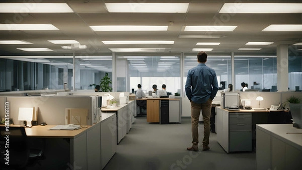 Obraz Handsome employee at the workspace office