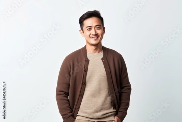 Obraz Medium shot portrait photography of a Vietnamese man in his 30s against a white background