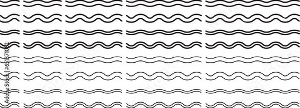 Obraz 省略波線のモノクロのベクターイラストセット