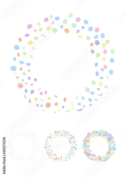 Obraz 虹色のバラの花びらの丸フレーム