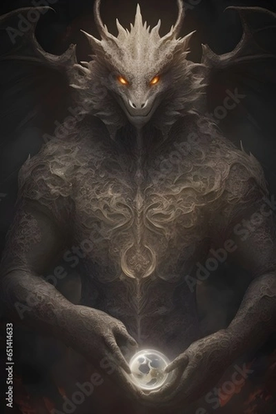 Fototapeta Dracopunk Enigma A Spectral Fusion of Magic and Machinery Generative AI




