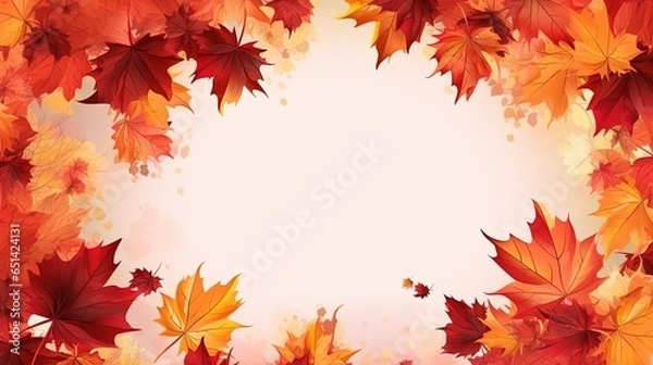 Obraz Autumn flat lay background on white backgrounds with leaves, frame leaflet style, copy space