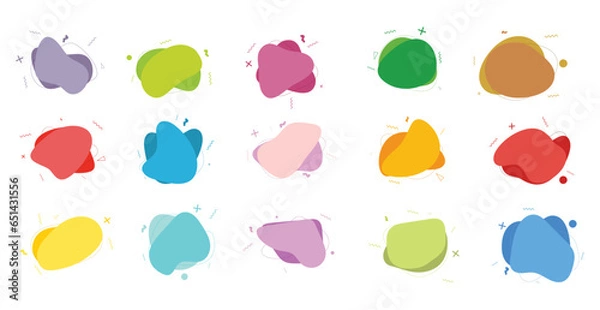 Fototapeta Organic blob shape. modern blotch shape. Organic amoeba blob shape abstract colorful vector illustration