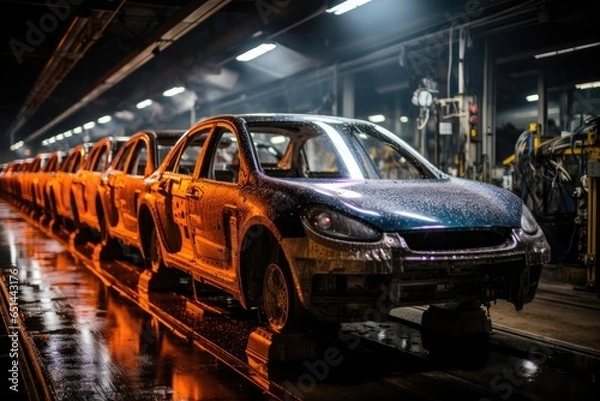 Obraz Automotive excellence innovation and performance in 3D manufacturing, sustainable manufacturing in the age of AI, efficiency of smart vehicles and AI-driven mobility, Generative AI.