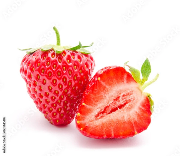 Fototapeta Perfect red ripe strawberry isolated