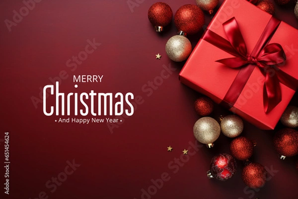 Fototapeta Merry christmas and happy new year background