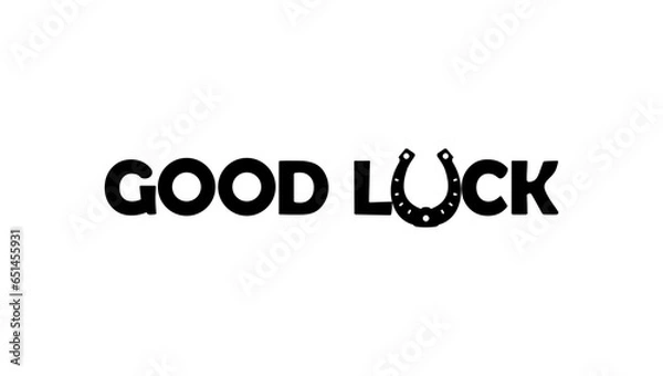 Fototapeta Good luck text with horseshoe