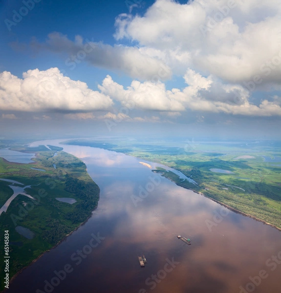 Fototapeta Dredger in the big river