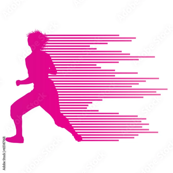 Fototapeta Hip hop dancer silhouette vector background concept made of stri