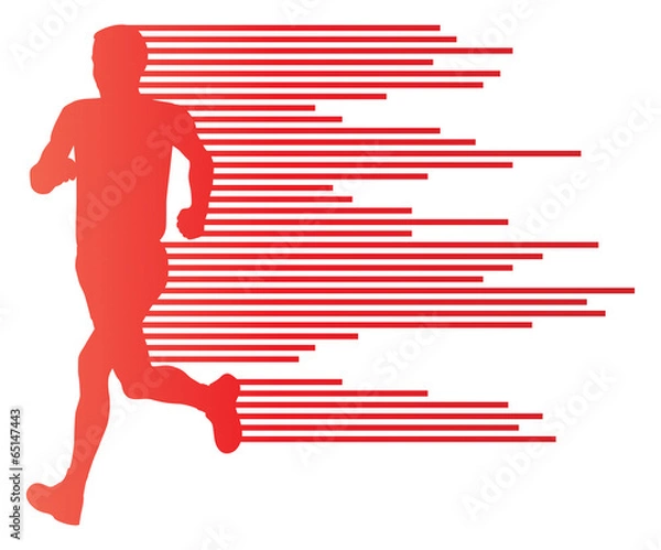 Fototapeta Man runner silhouette vector background template concept made of