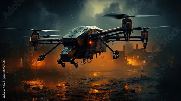 Fototapeta war drone in an modern conflict created with Generative AI technology