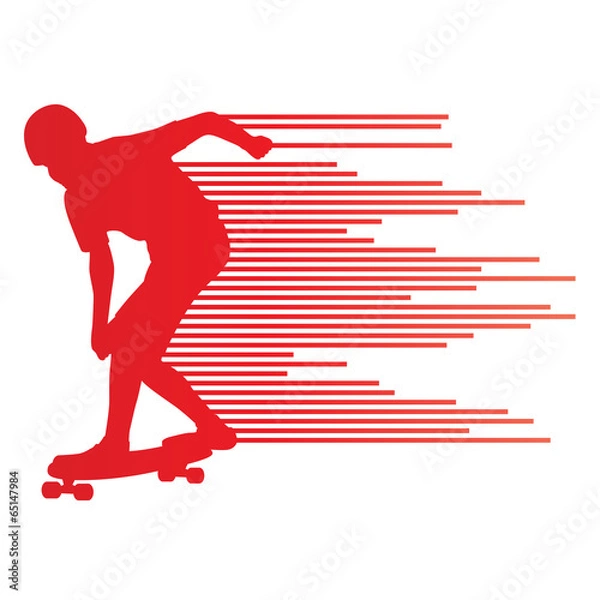 Fototapeta Skateboarder silhouette vector background concept made of stripe