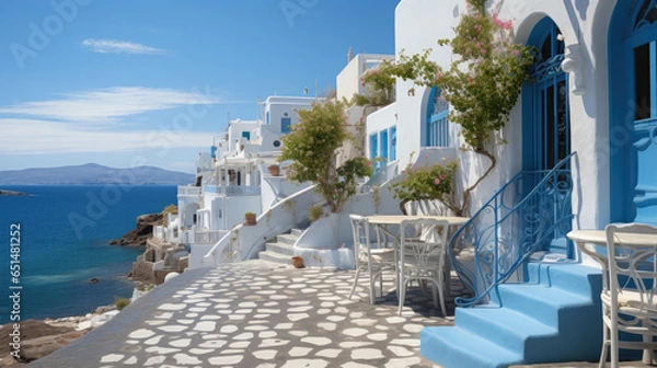 Fototapeta unique and charming village on the ocean created with Generative AI technology