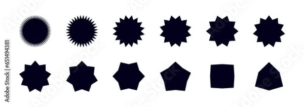 Fototapeta Set starburst. Price sticker, sale sticker, price tag, starburst, quality mark, retro stars, sale or discount sticker, sunburst badges, sun ray frames, promotional badge set, shopping labels