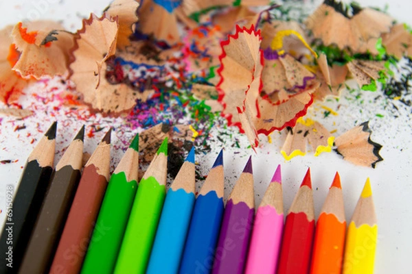 Obraz Buntstifte mit Abfall