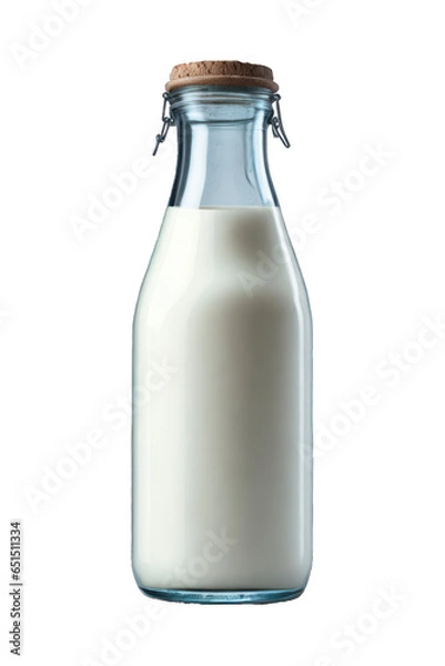 Obraz Glass milk bottle, Transparent background