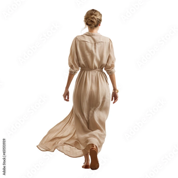 Fototapeta portrait of a mature woman walking, transparent, isolated on white