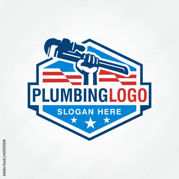 Fototapeta plumbing logo design vector template, plumber logo design