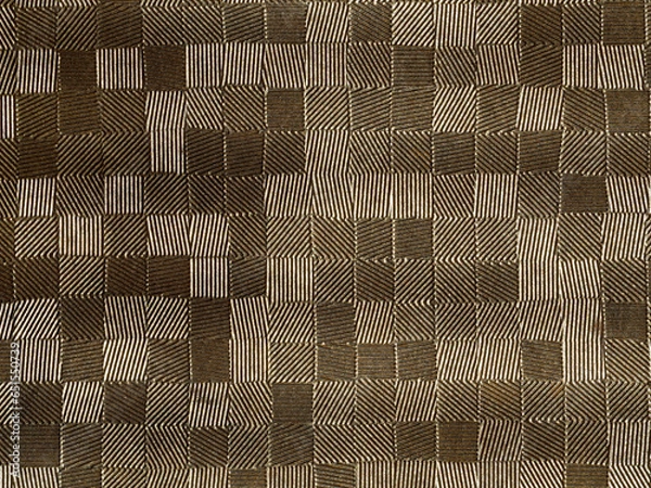 Fototapeta a pattern of squares drawn by lines and painted golden color