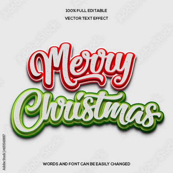Fototapeta Merry Christmas 3d Editable text effect vector