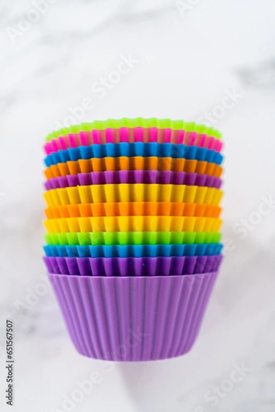 Fototapeta New cupcake liners on the kitchen counter