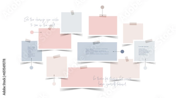 Obraz Vector photo collage template moodboard pictures grids vector illustration