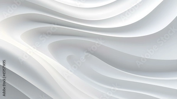 Obraz Abstract 3D Background of soft Waves in white Colors. Elegant Wallpaper 
