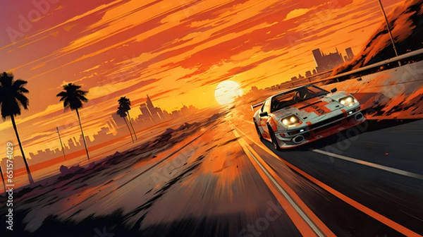 Fototapeta background car on the road