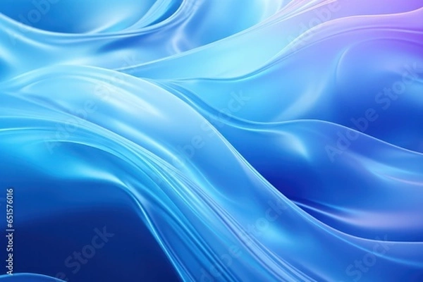 Fototapeta blue wavy 3d mesh cgi background. Neon glowing dynamic abstract backdrop. 