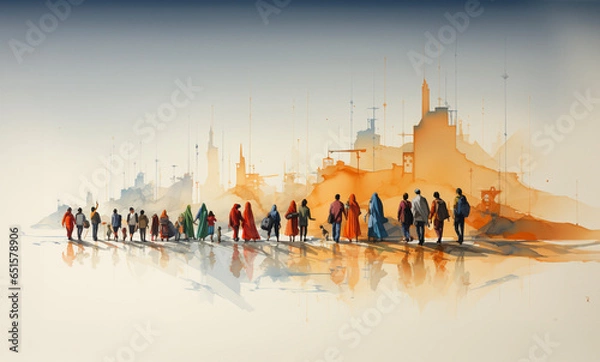 Obraz Migrants at US-Mexico Border