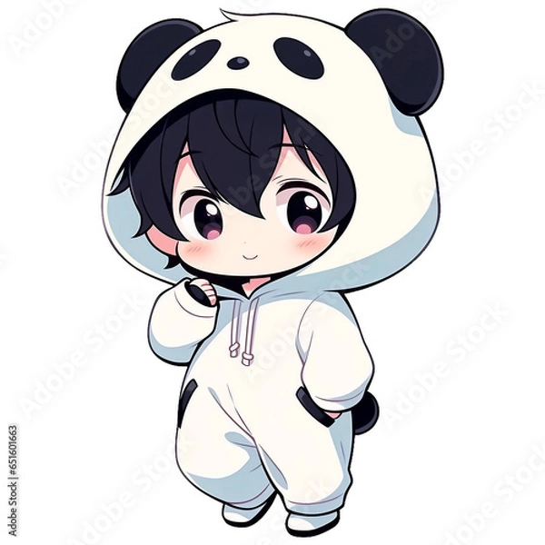 Obraz Chibi Boy Wearing a Panda Hoodie
