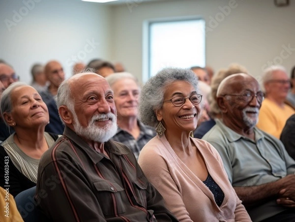 Obraz Elated elderly people watching a performance