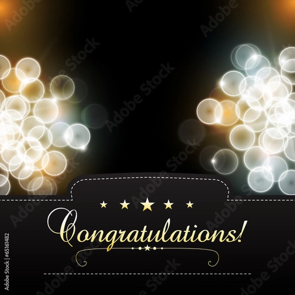 Fototapeta Vector congratulation banner with blurred lights background