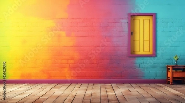 Fototapeta Colorful room with an interesting exit door and table