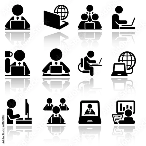 Fototapeta Working on computer vector icons set . EPS10.