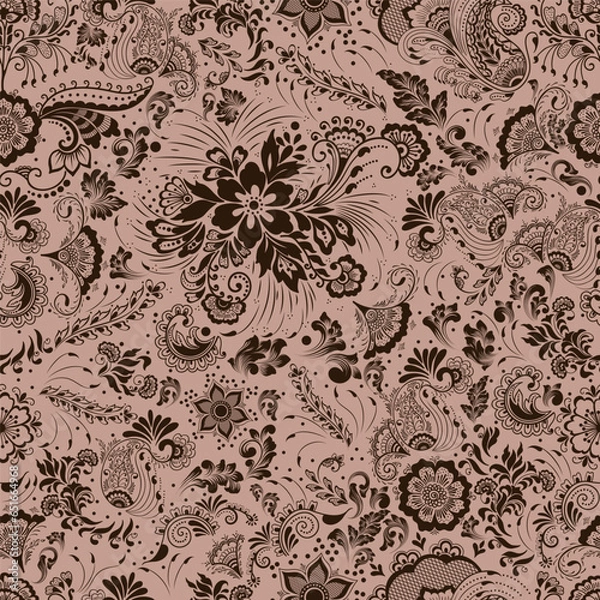 Fototapeta Seamless Pattern Mehndi Ornament with Floral