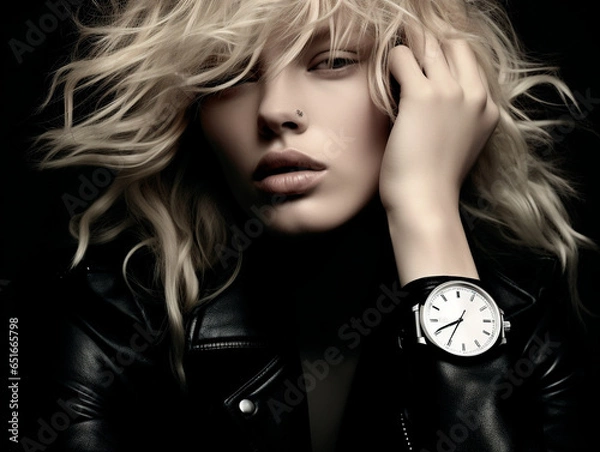 Fototapeta portrait of a woman with a watch