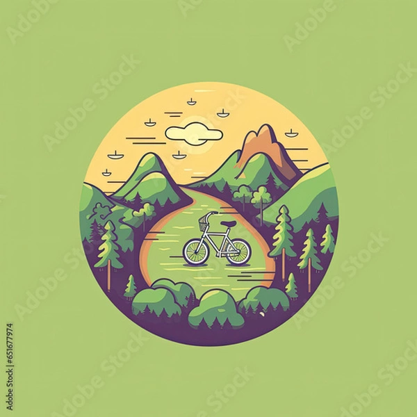 Obraz World bicycle day hand drawn flat illustration concept illustration, flat vector art, flat icon AI Generated