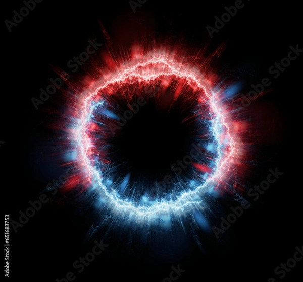 Obraz Red And Blue circle lightning, abstract electrical element