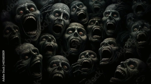 Obraz Faces of the souls trapped in the darkness