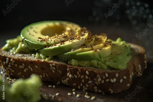 Obraz Sliced Avocado toast with sesame seeds on it Generative AI