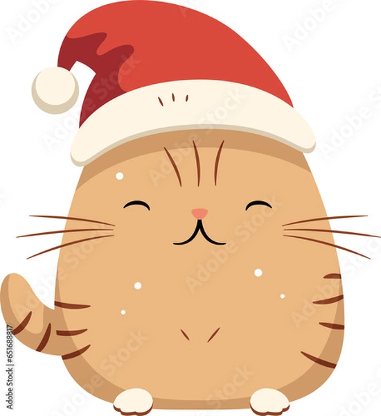 Obraz Christmas Santa Cat Flat