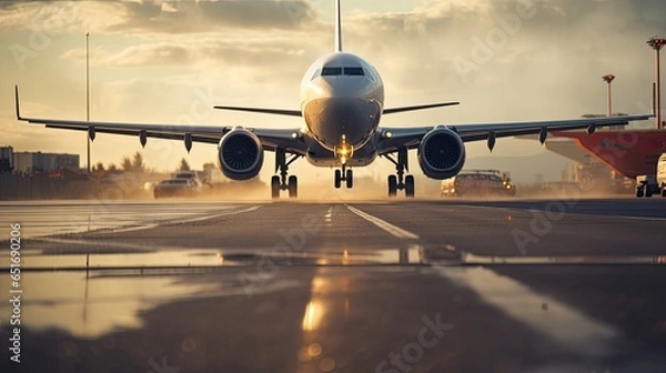 Fototapeta an aircraft gaining speed for flight