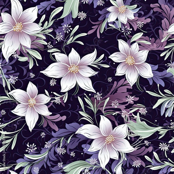 Obraz Vintage aesthetic flower pattern AI Generated
