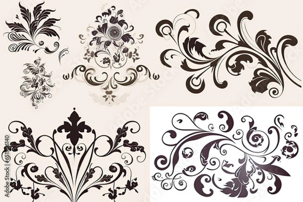 Obraz vector graphics ornaments on paper, ornaments vector samples AI Generated