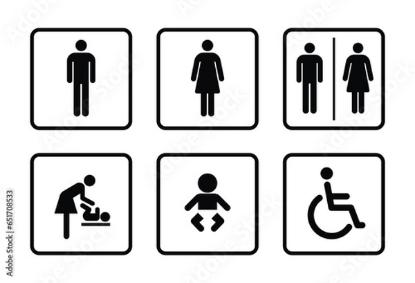 Fototapeta common restroom symbol set