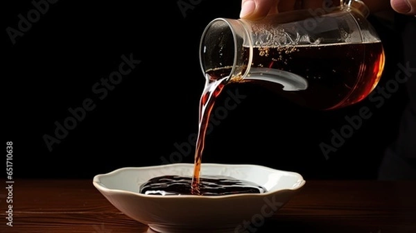 Obraz soy sauce on a black background
