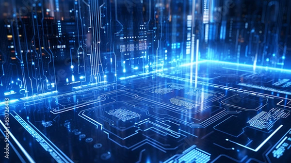 Fototapeta The Ultimate Cybersecurity Experience. A Secure Connection, Motherboard Closeup, Safety Lock, and Verified Credentials.